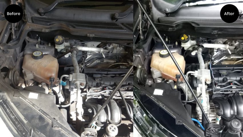 Hasil cuci mesin mobil secara berkala.